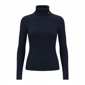 Lauren Ralph Lauren Women's Navy Blue Ribbed Turtleneck Sweater XL Cotton